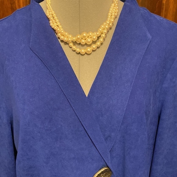 JM Collection blue 3/4 sleeve jacket. - Picture 2 of 6